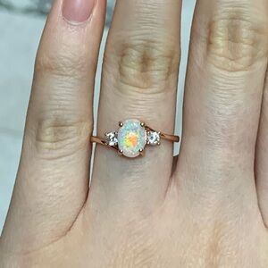 Opal rose gold ring - size 6
